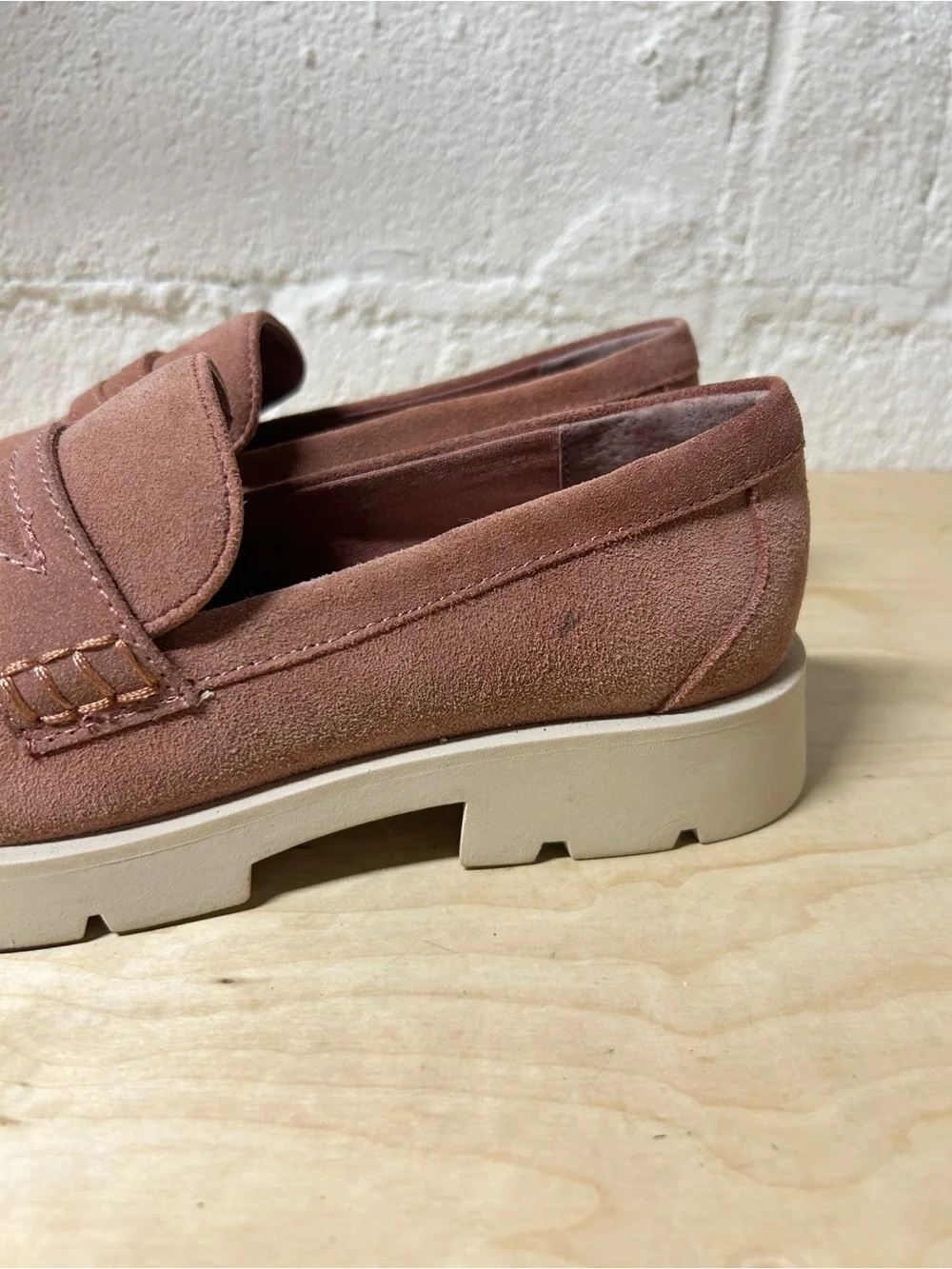 Dolce Vita Elias Suede Penny Loafers in Mauve with Lug Soles, New Without Box